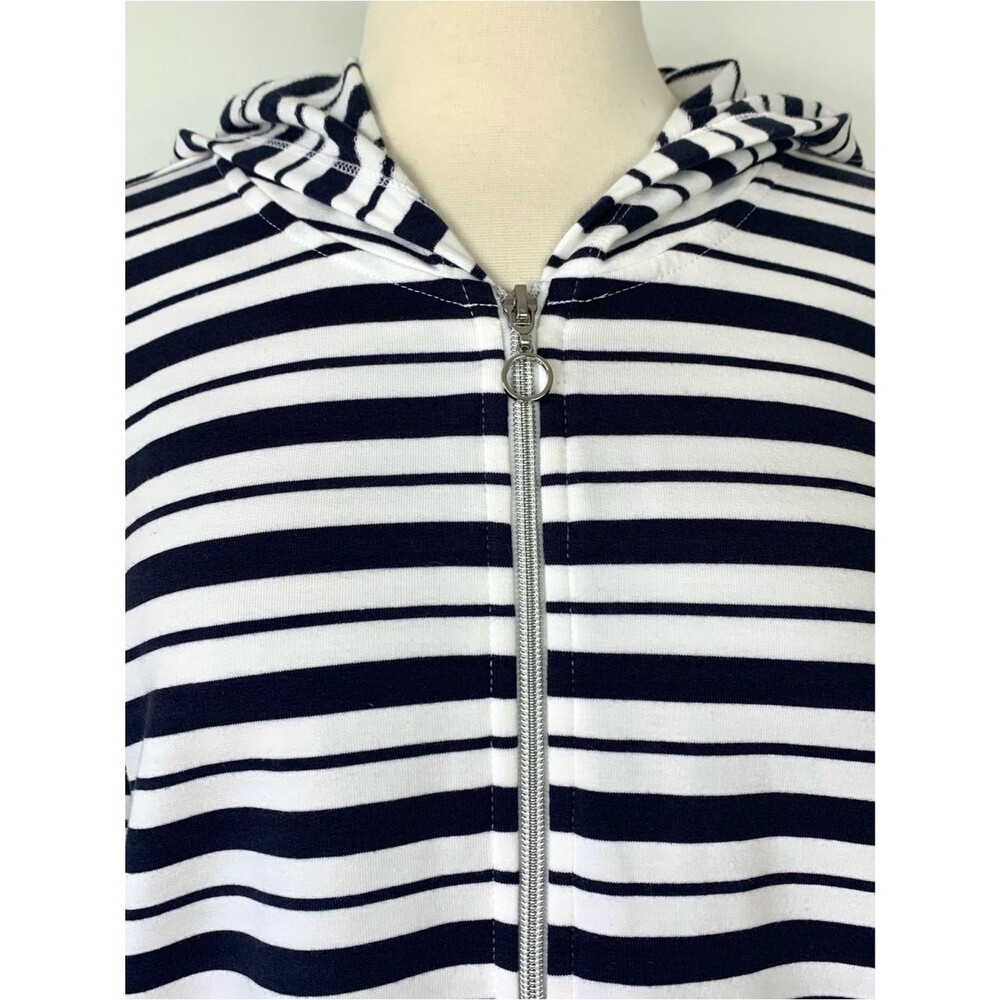 Christopher & Banks Petite Large Striped Full Zip Hoodie NWT P/L - Picture 2 of 8